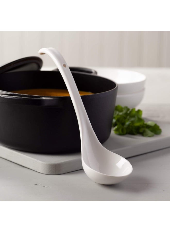 T366 Traditional Porcelain Sauce and Soup Ladle, 27cm – White - Image 3